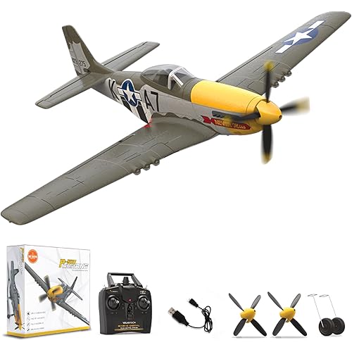 LEAMBE Brushless 4 Channel RC Plane P51D Mustang 500mm Remote Control Airplane Fighter RTF with 6-Axis Gyro, 3 Modes & Aerobatics, 2.4GHz Radio Controlled Aircraft for Beginners & Adults