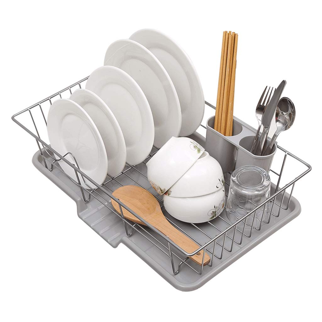 Abtropfgestell aus Edelstahl 304 Edelstahl Abtropfgestell Rack Küche Lagerregal Ablauf Wäscheständer Besteckschränke Grau 48 cm × 30 cm × 11 cm