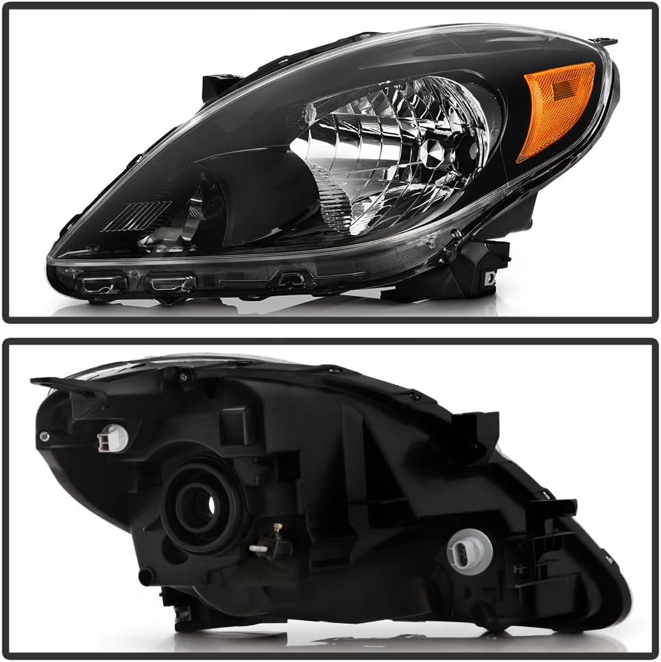 KEEKPO - For 2012 2013 2014 Nissan Versa 4-Door Sedan Factory Style Black Housing Headlights Headlamps Pair Left+Right