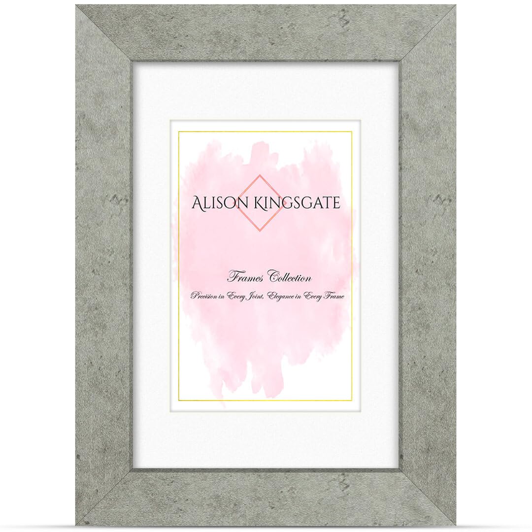 Alison Kingsgate A4 Grey Marble Picture Frame with A5 Mount - Engineered Wood Photo Frame with Precision Cut Cardboard Mount - Ideal for Posters -Sizes & Colours Available — image 1