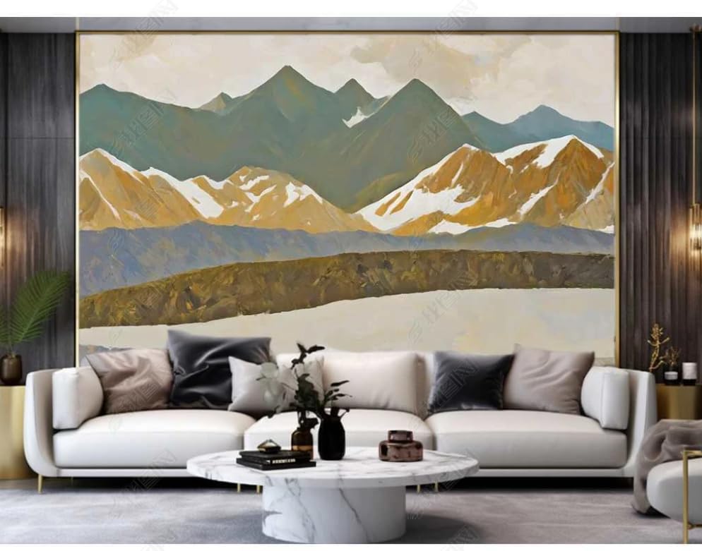 Peinture à l'Huile Moderne de Montagne en Papier Peint Salon