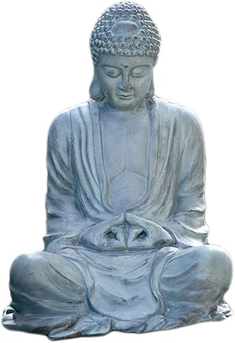 Estatua de jardín de Buda de aluminio con acabado verdigris para interiorexterior