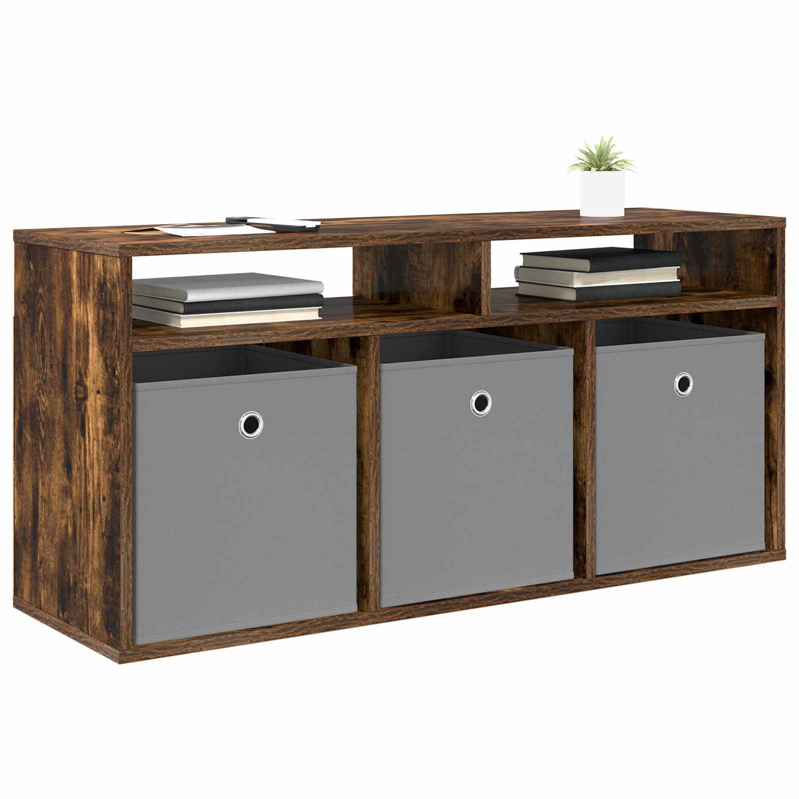 vidaXL Mueble bajo con cajón Roble Ahumado 102 x 32 x 48,5 cm