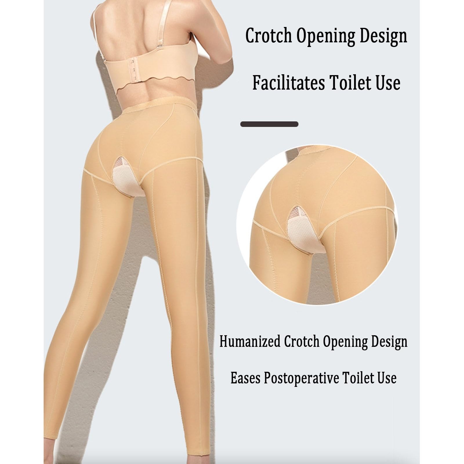 Leggings de Compresión Lipo para Después de la Cirugía para Mujeres Faja Moldeadora con Cintura Ajustable Pantalones Moldeadores con Abertura en la Entrepierna y Elevador de Glúteos