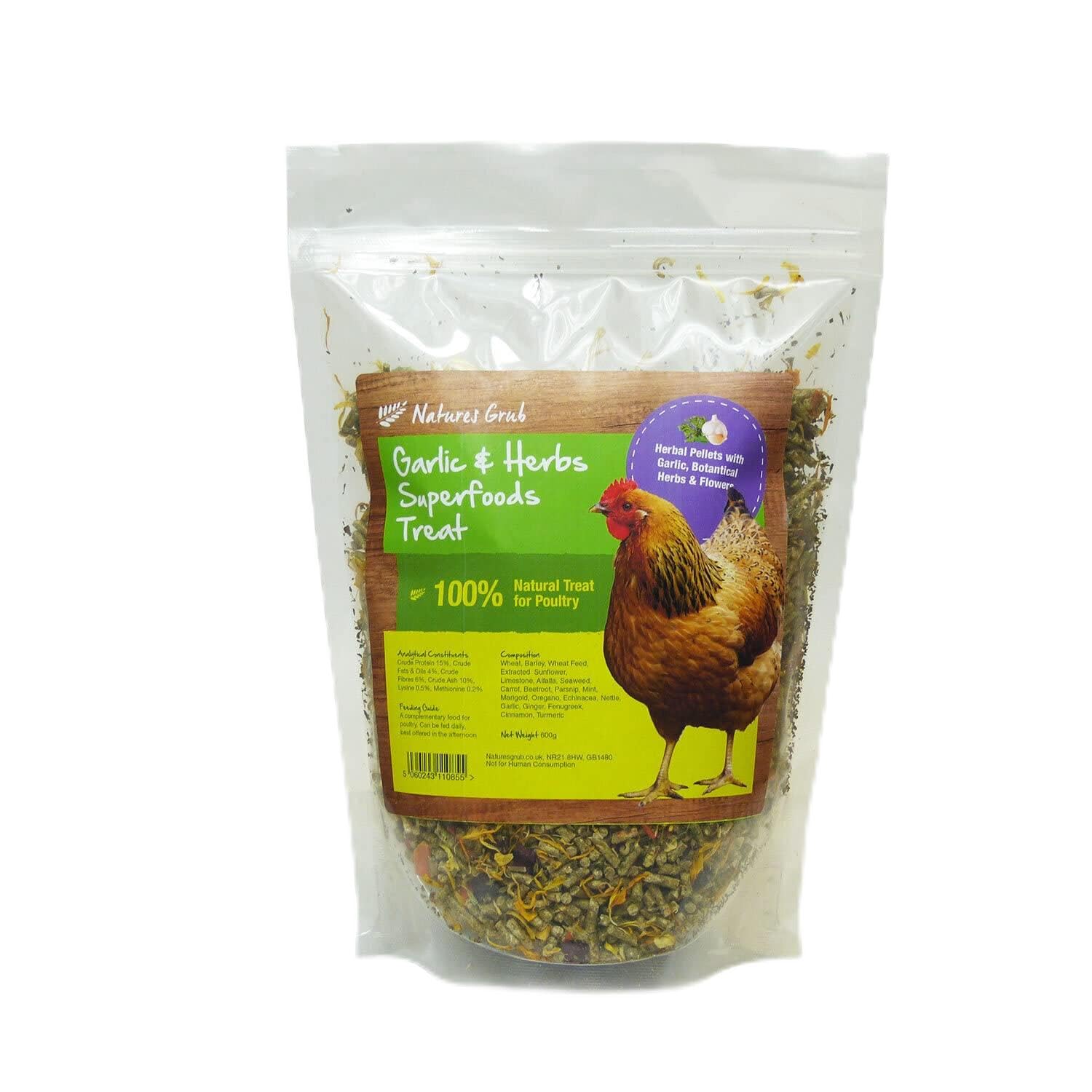 Natures Grub Superfoods Garlic And Herb Chicken Treats (600g) (Multicoloured)