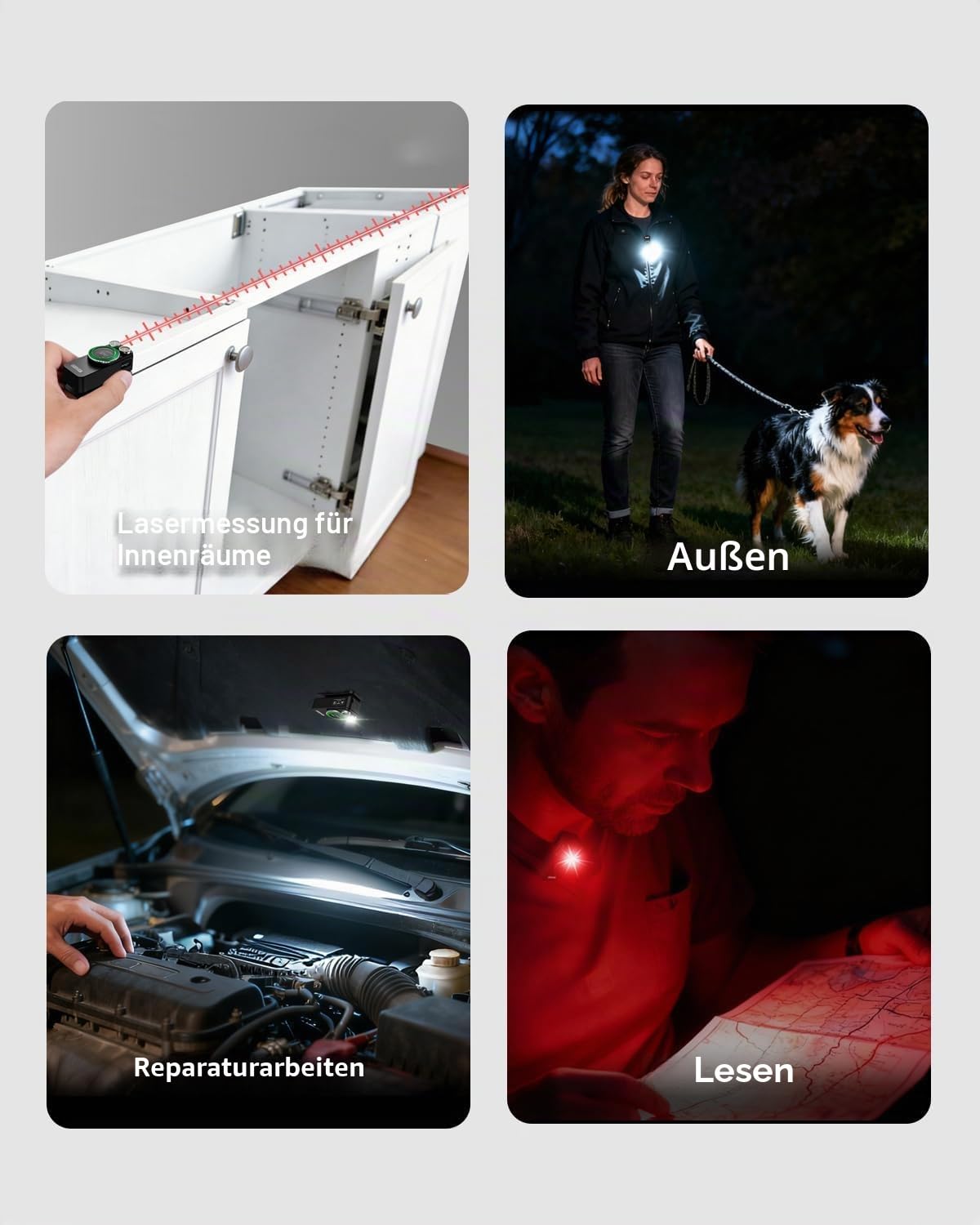 Godyga TorchEye RD Smarte Mini Taschenlampe mit Laser-Entfernungsmesser, 650 LM weißes & Rotes Licht, Display für Akkustand & Restlaufzeit, USB-C, Magnetfuß für Notfälle, Messungen in Innenräumen