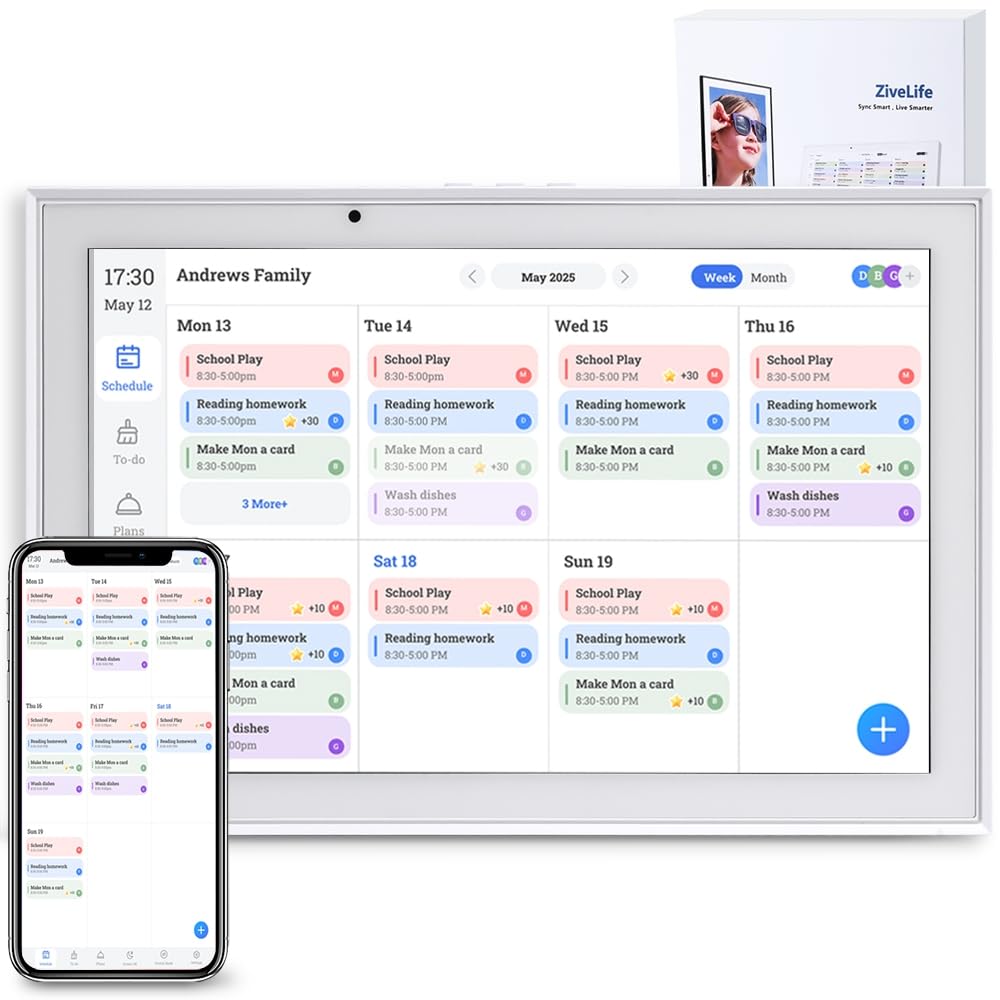 Photo 1 of 10.1 Inch Digital Calendar – HD Touchscreen Family Smart Calendar Electronic with Chore Chart & Meal Planner, Interactive Display for Family Schedules for Wall Display