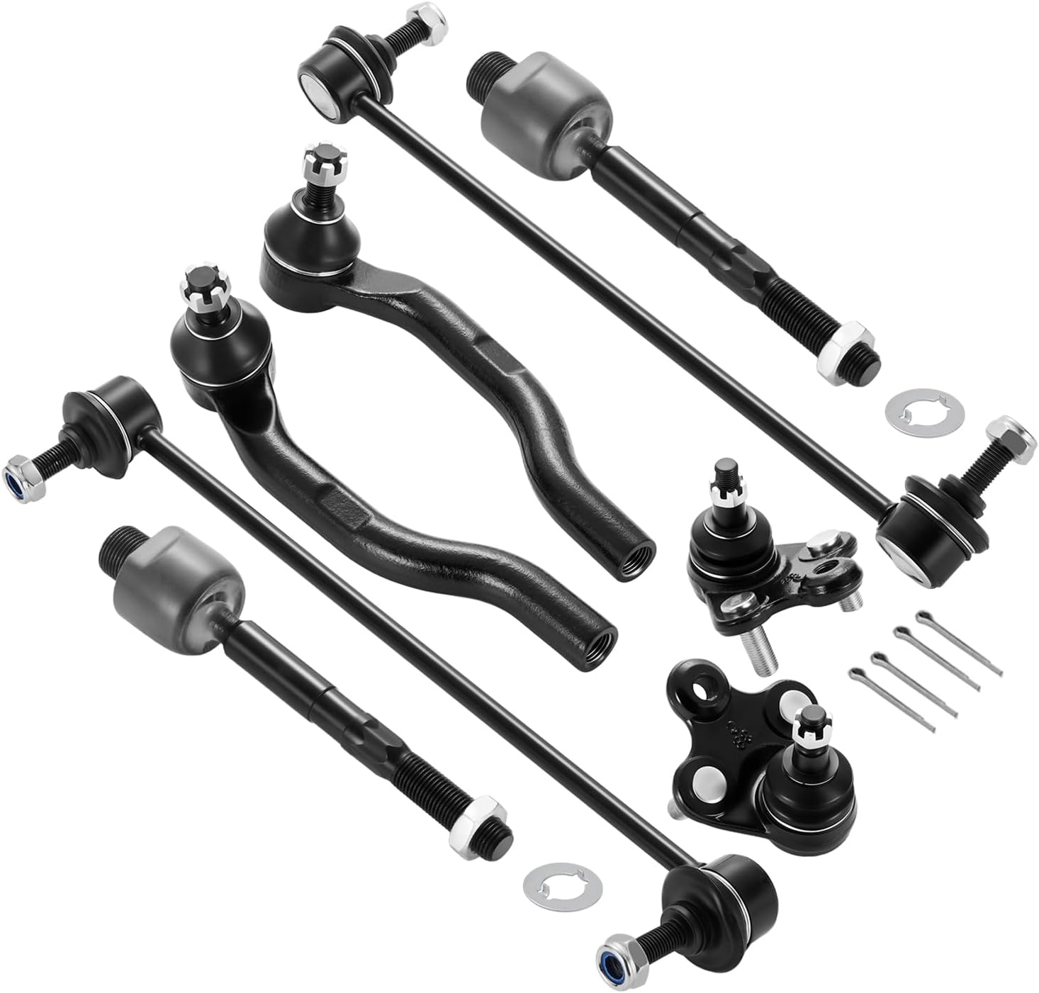 8-PC Steering Suspension Kits Compatible with Honda Civic 2012-2015,2xInner tie rod EV800906,2xBall Joint K500234,2xOuter tie rod ES800912 ES800913,1xStabilizer Bar Link K750604 K750605