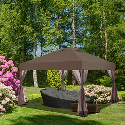 image for CROWN SHADES 10x10 Pop up Canopy Tent, Pop Up Gazebo with Netting, 4 R