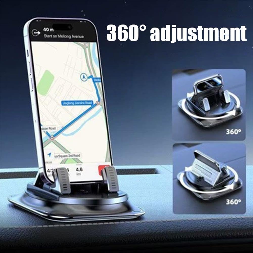 Porta Cellulare da Auto Rotante 360° Per Cruscotto, Blocco Con Una Mano, Supporto Telefono Da Cruscotto Antiscivolo Con Rotazione, Base Antiscivolo Con Blocco Automatico Per Tutti Gli Smartphone(2PCS)