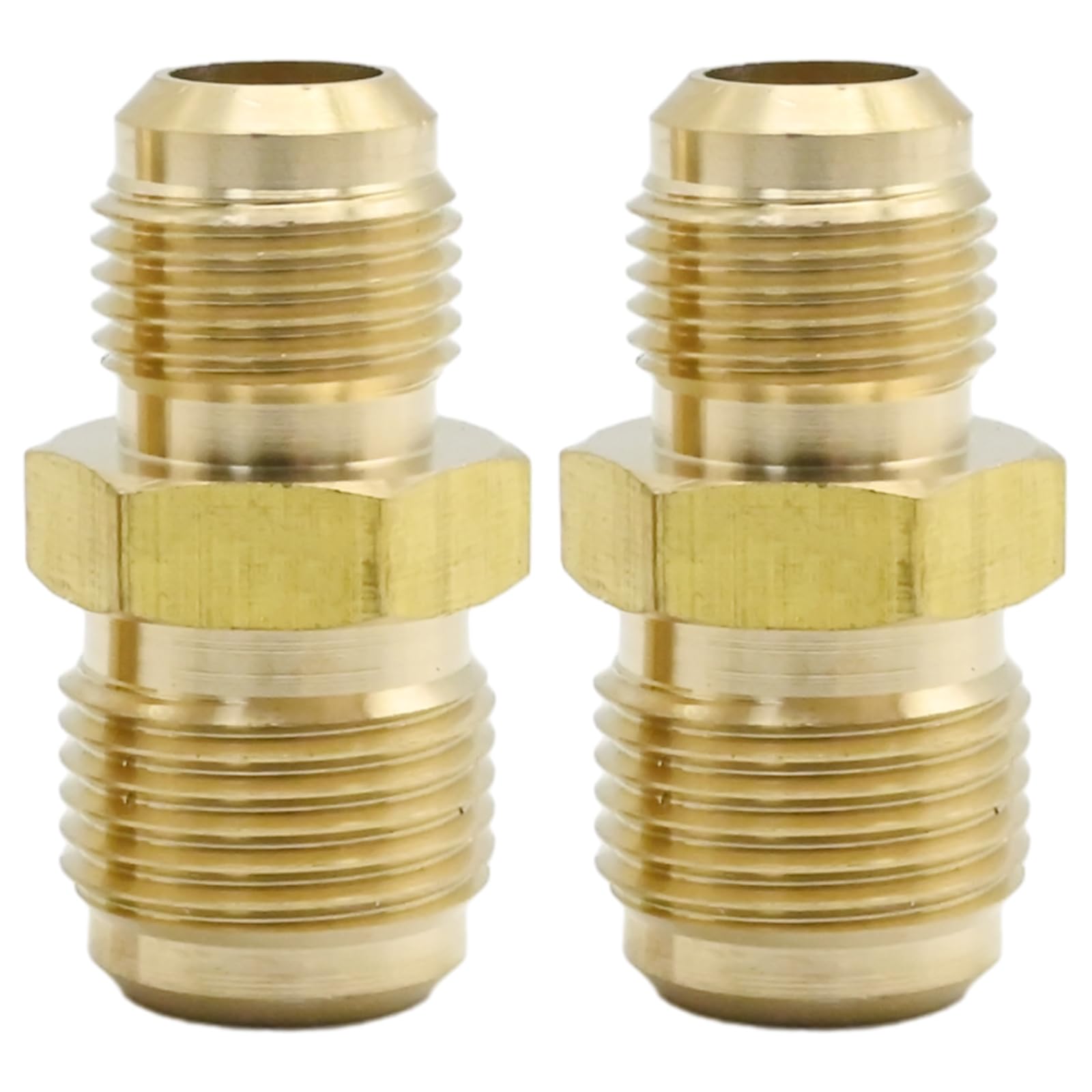 Joywayus Lot de 2 raccords de tuyau évasés en laiton - Adaptateur de gaz 3/8 mâle évasé x 1/8 NPT femelle