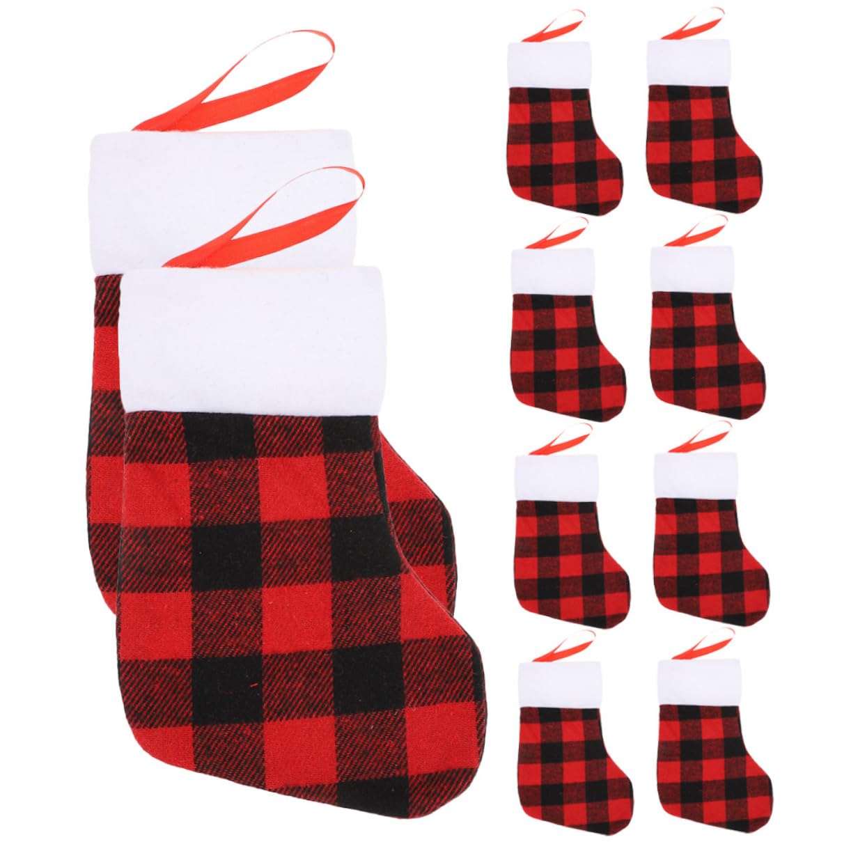 Cabilock 4 Sätze Weihnachtsstrümpfe Aus Und Schwarzem Karostoff Dekorative Xmas Socken Für Kamin Und Weihnachtsbaum Für Festlichkeiten Und 10 Stück * 4