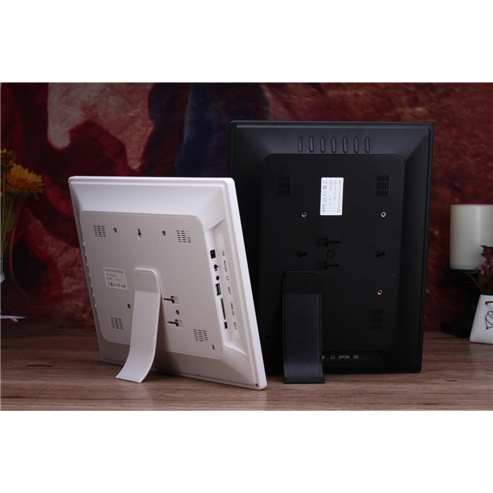 Cadre Photo numérique Écran 15 Pouces Emplacements for Cartes USB et SD et télécommande Prise en Charge des Photos, de la Musique et des vidéos (Color : Black)