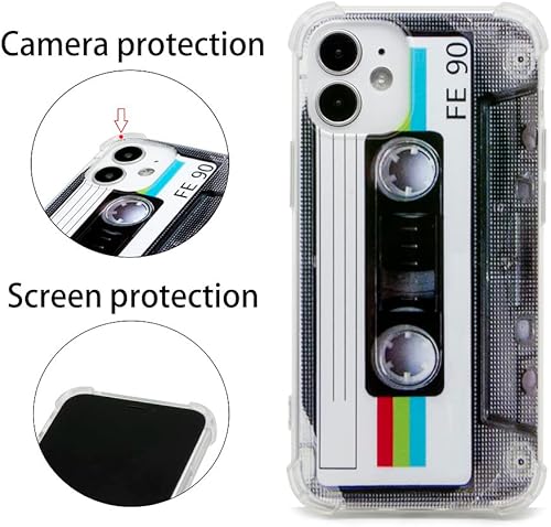 Miniatura 2 de Funda para iPhone 12 Mini, acabado mate, resistente, suave, con esquinas reforzadas, TPU suave, parachoques retro, funda de cinta de casete