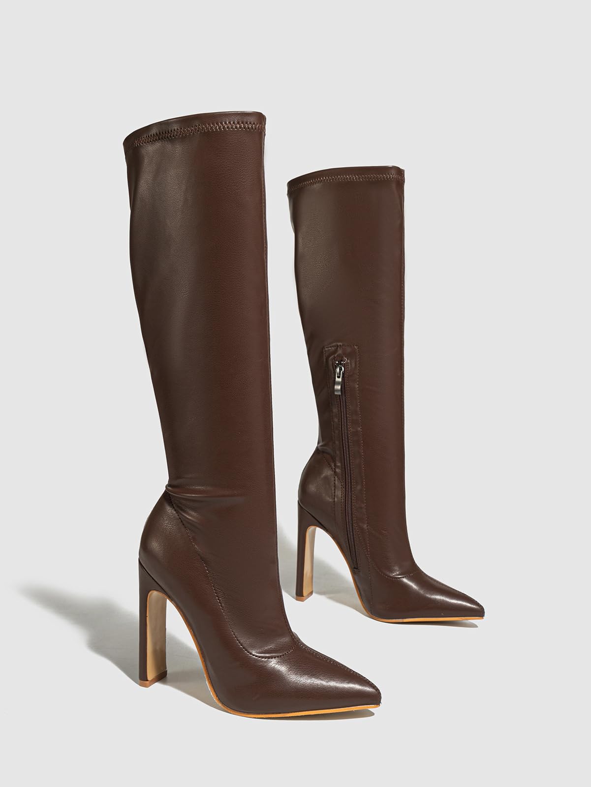 Bottes Hautes à Talons compensés en Cuir Stretch pour Femmes | Talons Hauts Confortables pour Mariages, soirées dansantes, boîtes de Nuit, Festivals