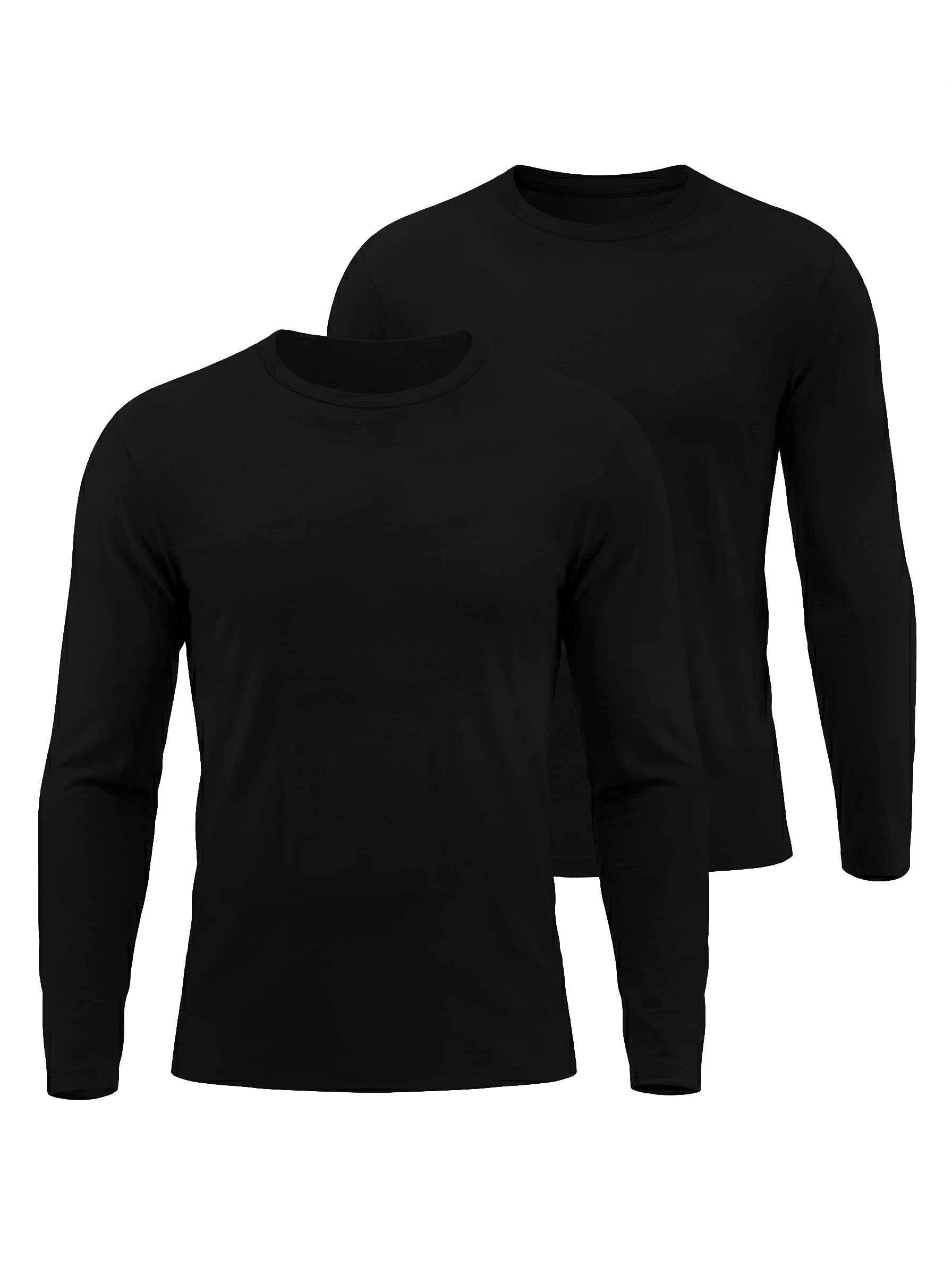 Lot de 2 sous Vetement Thermique Homme Maillot de Corps à Col Rond Manches Longues Hiver sous-Vêtements Haut Chauds Ultra Doux Base Layer