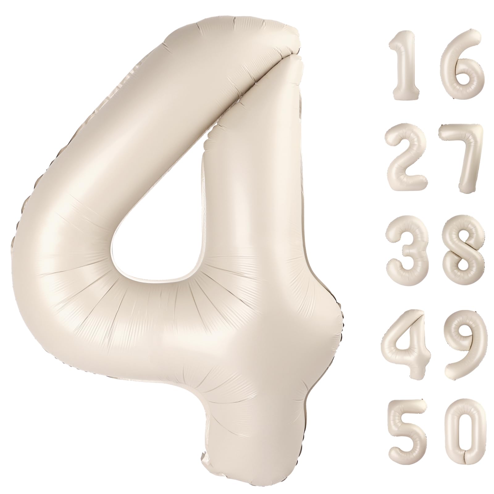 Kelfuoya Milk White Number 4 Balloon Giant Foil Helium Balloon for 4th Birthday Party Decorations (40 Inch) - main product image