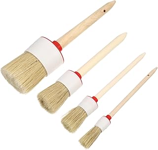 Housoutil 4pcs/Set Paint Brush Set Cars Set Car Cleaning Brush Car Detailing Brush Set Round Wax Brush Folk Art Brush Wooden Stencil Brush Paint Brushes Set Varnishes Brush Oil Paint Brushes