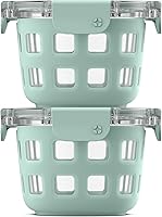 Vista 8 de Ello Duraglass Refresh - Juego de 4 recipientes de vidrio reutilizables de 2 tazas con tapas a prueba de fugas y mangas protectoras de silicona