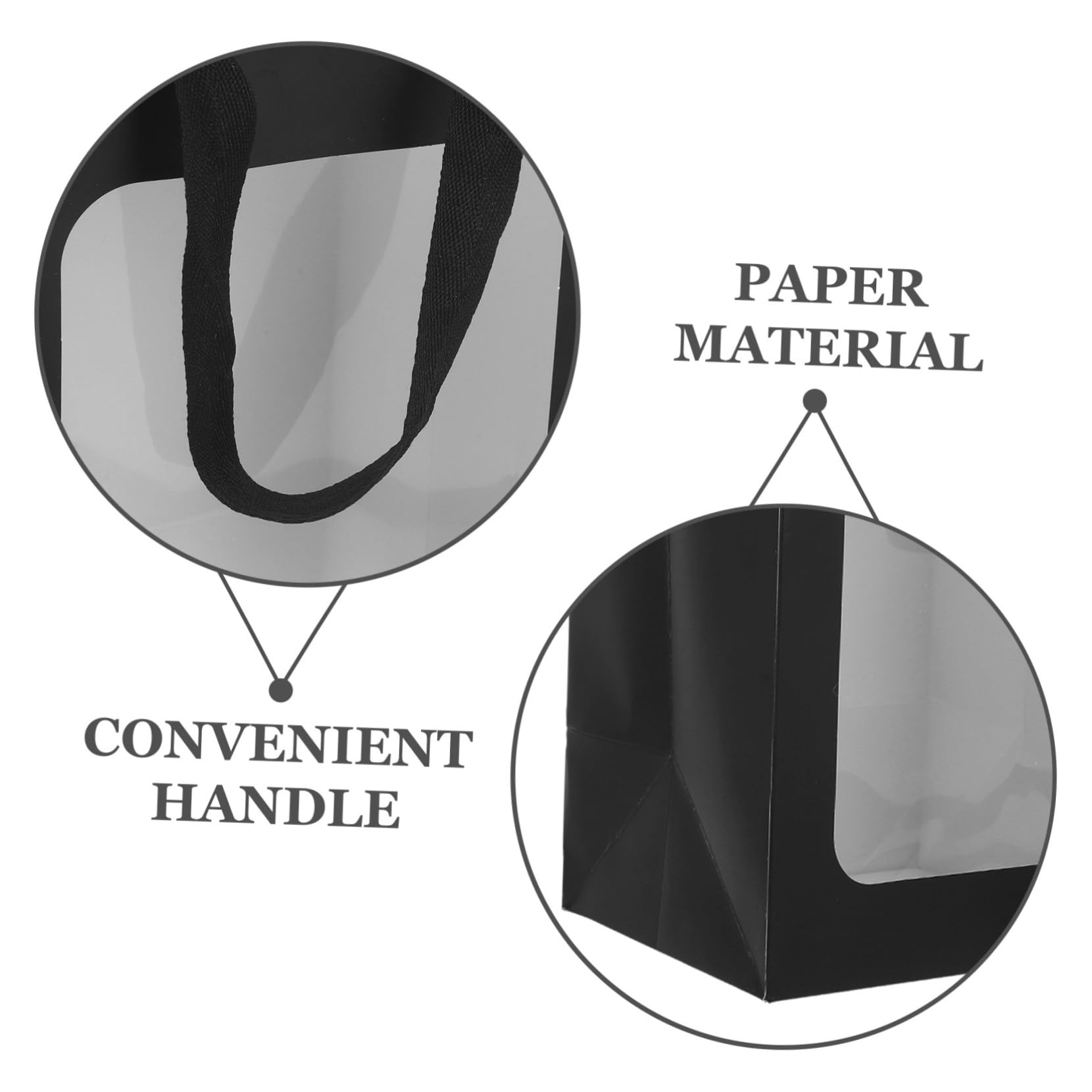 TOPBATHY Geschenktüten mit Sichtfenster und Henkel 10 Stück Papier Schwarz für Blumensträuße und Partys Leicht zu Tragen