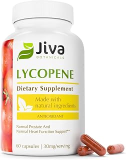 Jiva Botanicals Lycopene Supplement 30mg - Antioxidant Support for Normal Prostate and Heart Health Support - Lycopene from Tomato Extract - Made in The USA - Non GMO, Vegan - 60 Capsules
