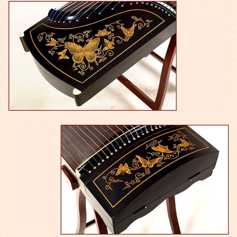 JITEM Professional Guzheng, Traditional Chinese 21-String Instrument, Handmade Solid Wood Carving Process, 163 cm Zither Ethnic Instrument(Color:A), Size