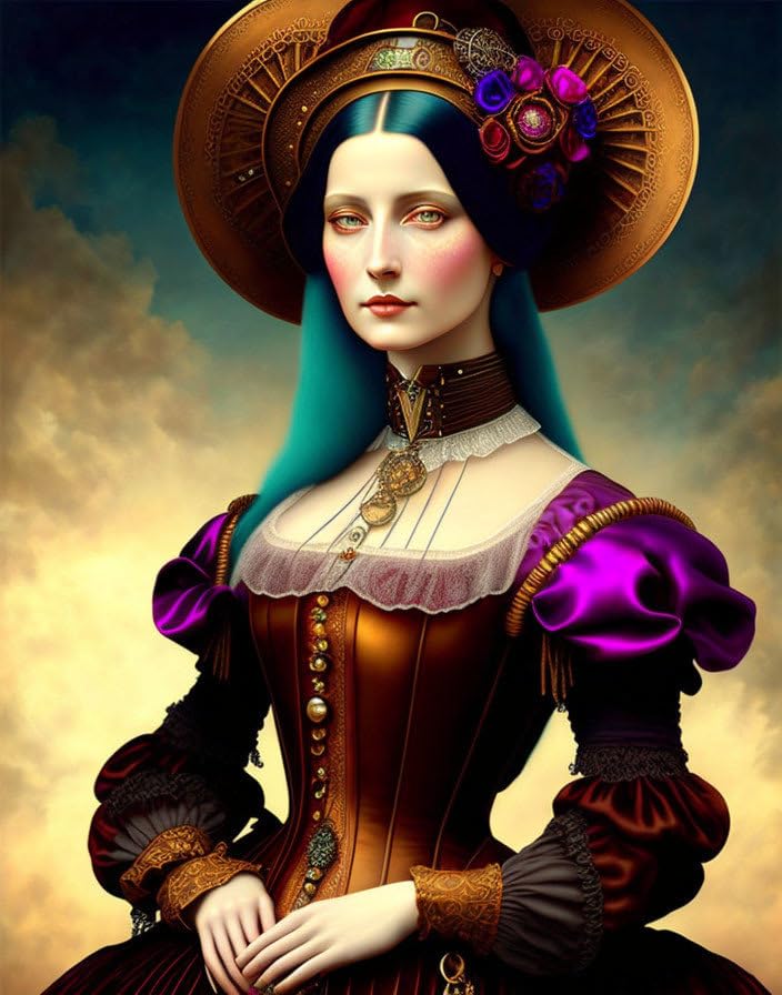Toile Steampunk Woman SERENDIPITP 58x90 cm pour salon industriel