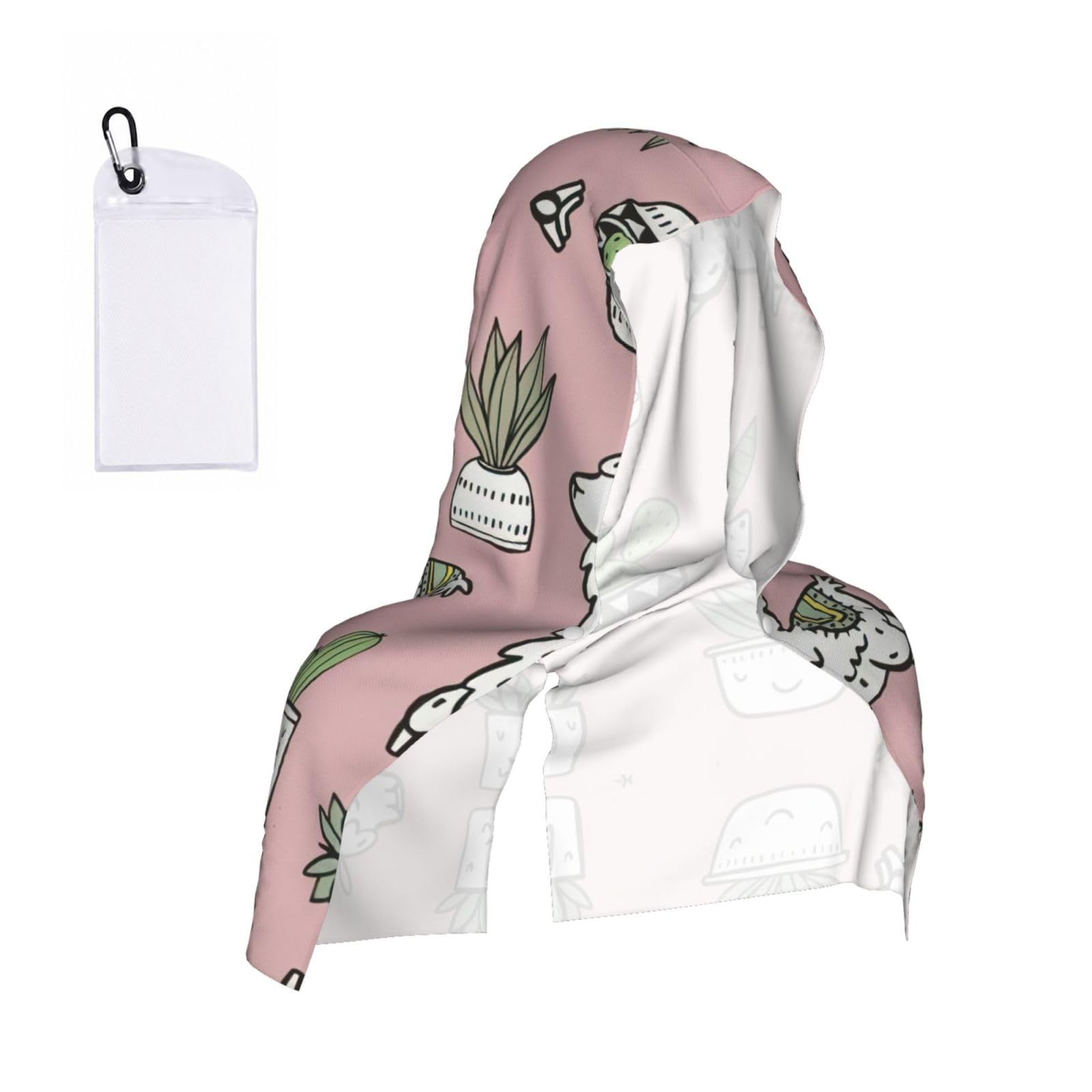 YQxwJL Alpaca And Cactus Print Unsex Cooling Hoodie Towel, Cools Instantly When Wet Sun Protection For Sports Fitness Gym
