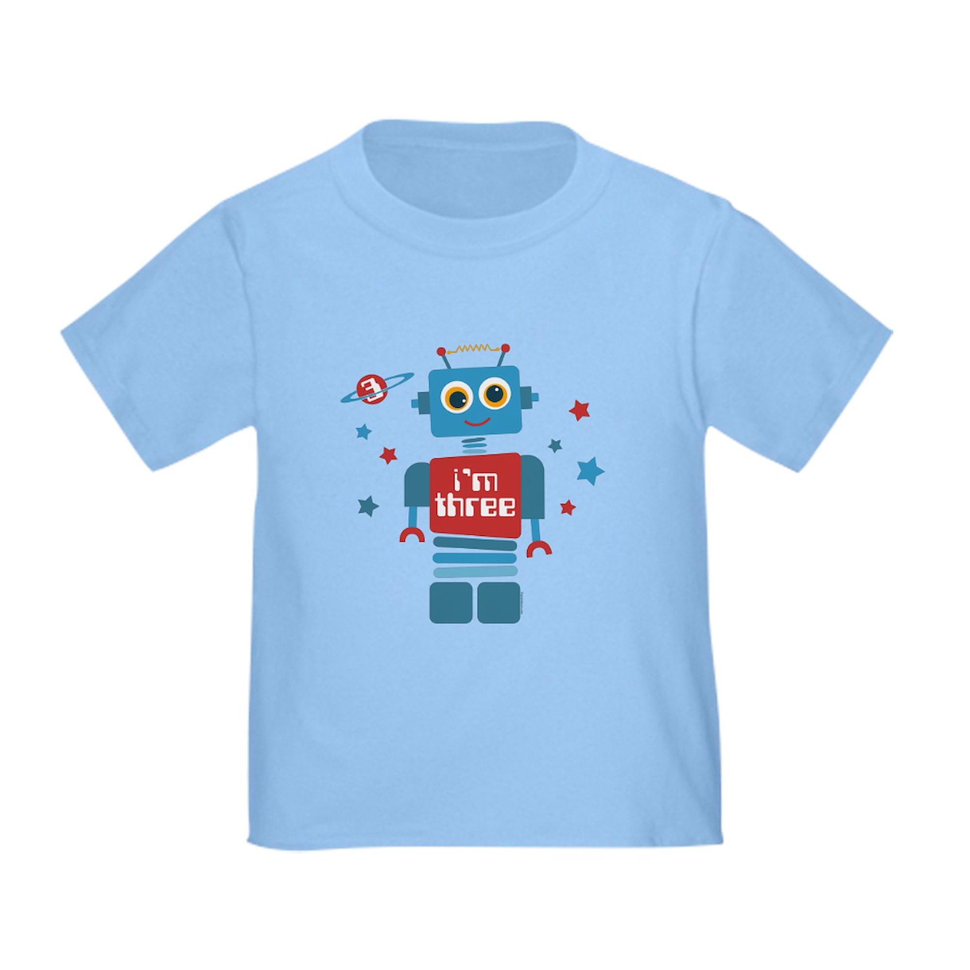 CafePress Robot 3Rd Birthday Toddler T Shirt Toddler Graphic Tee, 100% Cotton Baby Blue