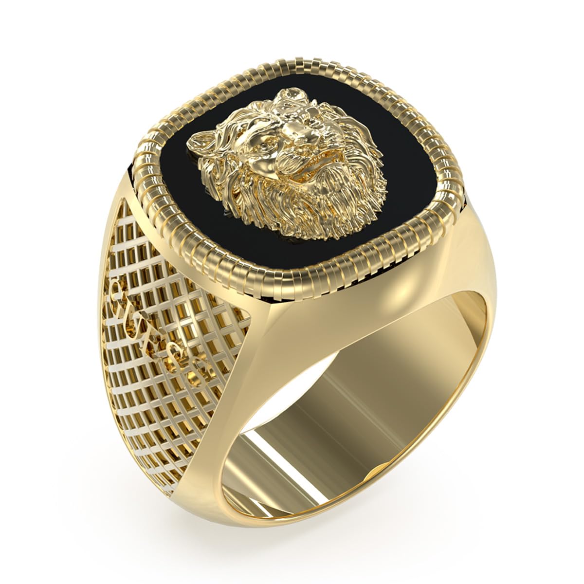 Anillo Guess Para Hombre Lion King - Acero, Color Dorado Y Negro, Talla 22, Diseño Con León
