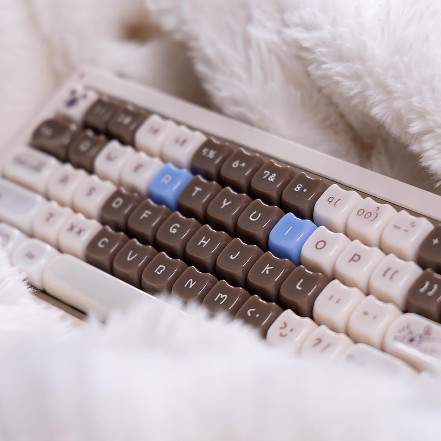 mintcaps 148keys Cat Keycaps Brown Cute MOA Profile Keycap Set for Cherry MX Gateron Mechanical Keyboards