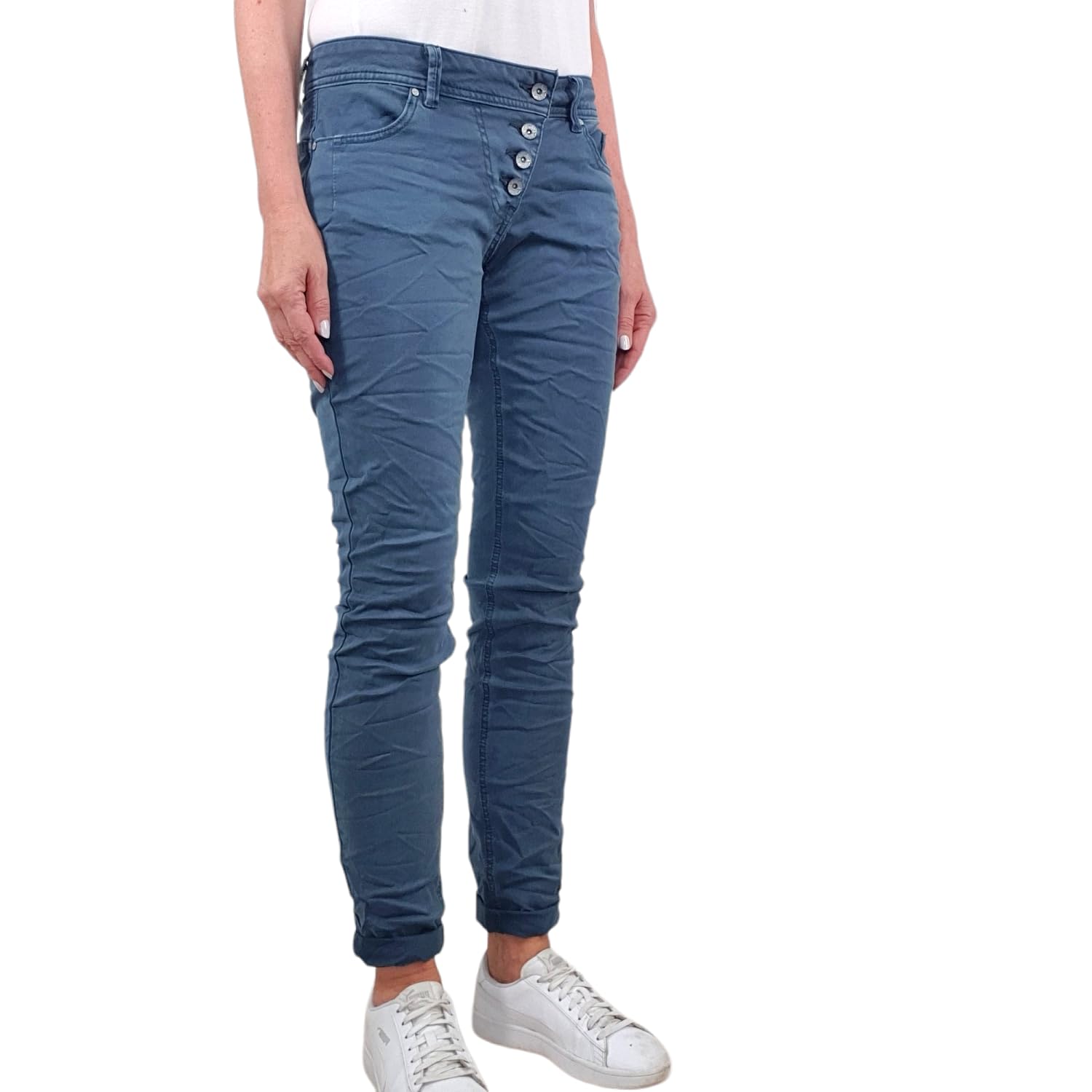 Buena Vista Malibu Stretch Denim Trousers Women's Jeans Trousers with Decorative Button Placket