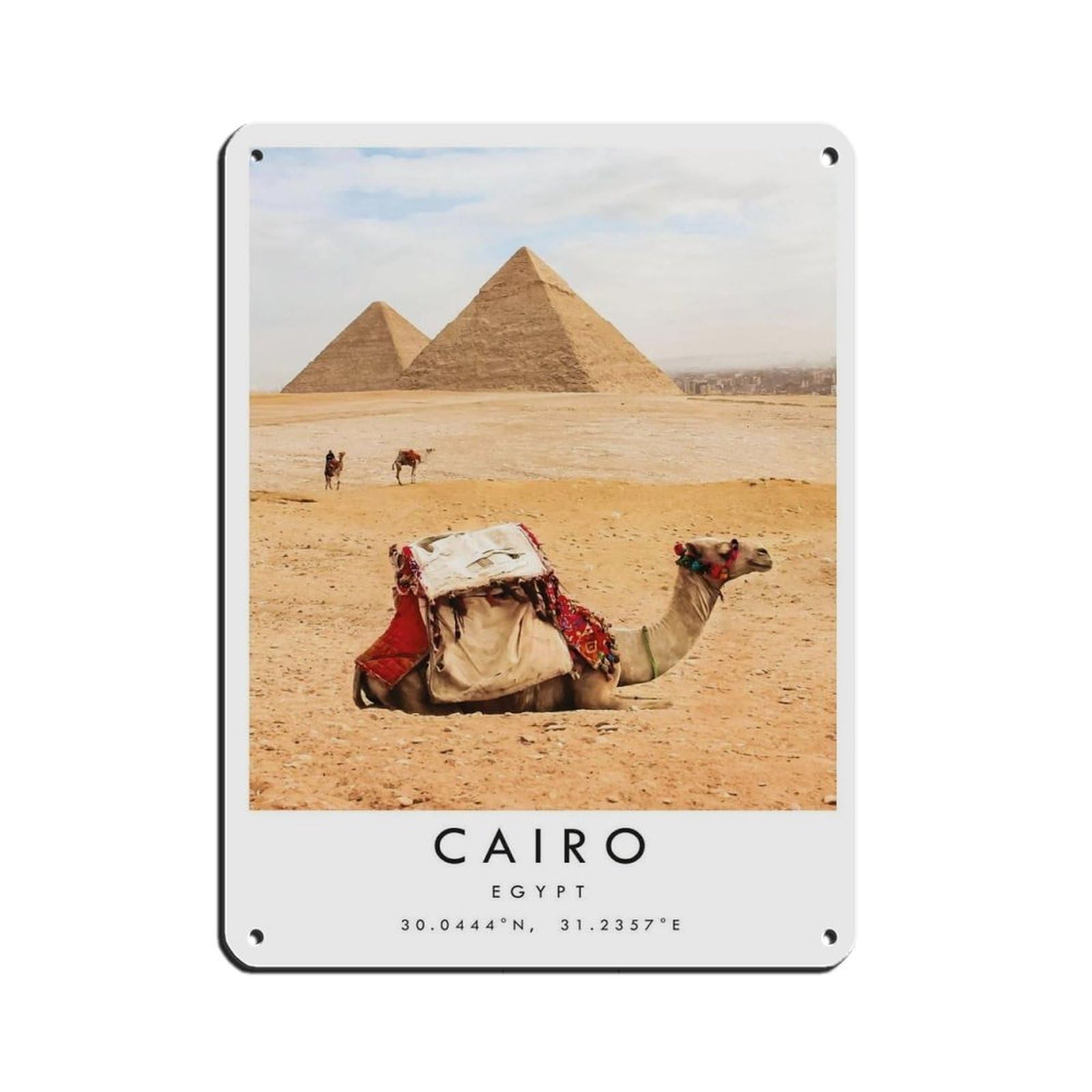 Egypt Travel, Cairo Egypt Pyramids Tin Sign Vintage Metal Pub Club Cafe Bar Home Wall Art Decoration Poster Retro 12x16inch(30x40cm)