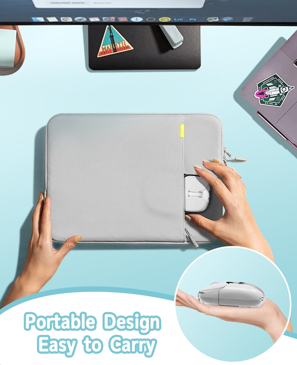 MAMBASNAKE Mouse da gioco wireless Bluetooth, simpatico mouse senza fili silenzioso, display alimentazione,guscio trasparente, 7 luci RGB, ottico 1600DPI, mouse portatili ricaricabili 600mAh (bianco)