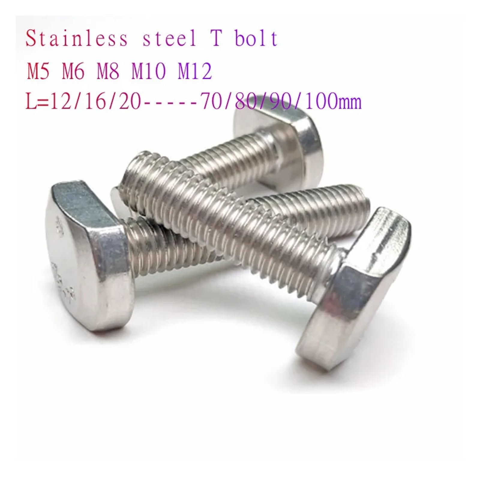 Bulloni A T In Acciaio Inox 304 - M5 M6 M8 M10 M12 - Testa Quadrata Per Scanalatura A T - Foto 3