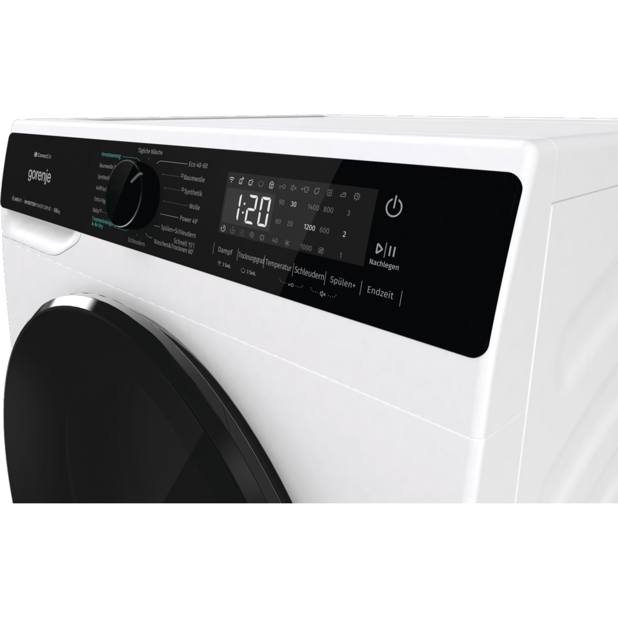 Gorenje WD2PA854ADW, DE suszarka do prania, Connect Life, 16 programów, 8 kg, 54 litry, 1400 U, min, AirDry, Inverter PowerDrive, SterilTub, AllergySteam, PowerJetwash, StopAddGo, Wash&Dry 60', A-30%