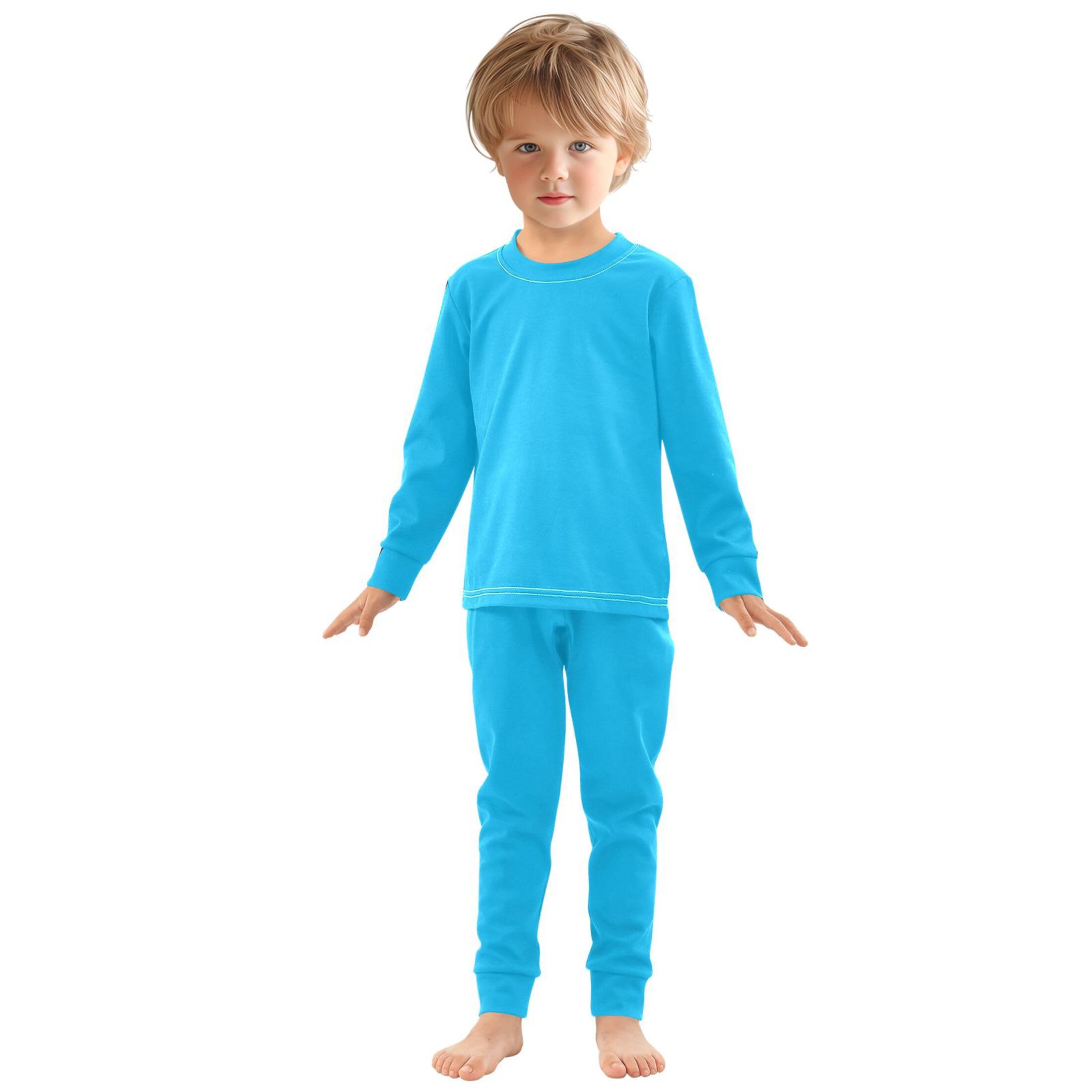 Deep Sky Blue Long Sleeve Pajamas Set Sleepwear Jammies 2pcs Set Pjs Deep Sky Blue