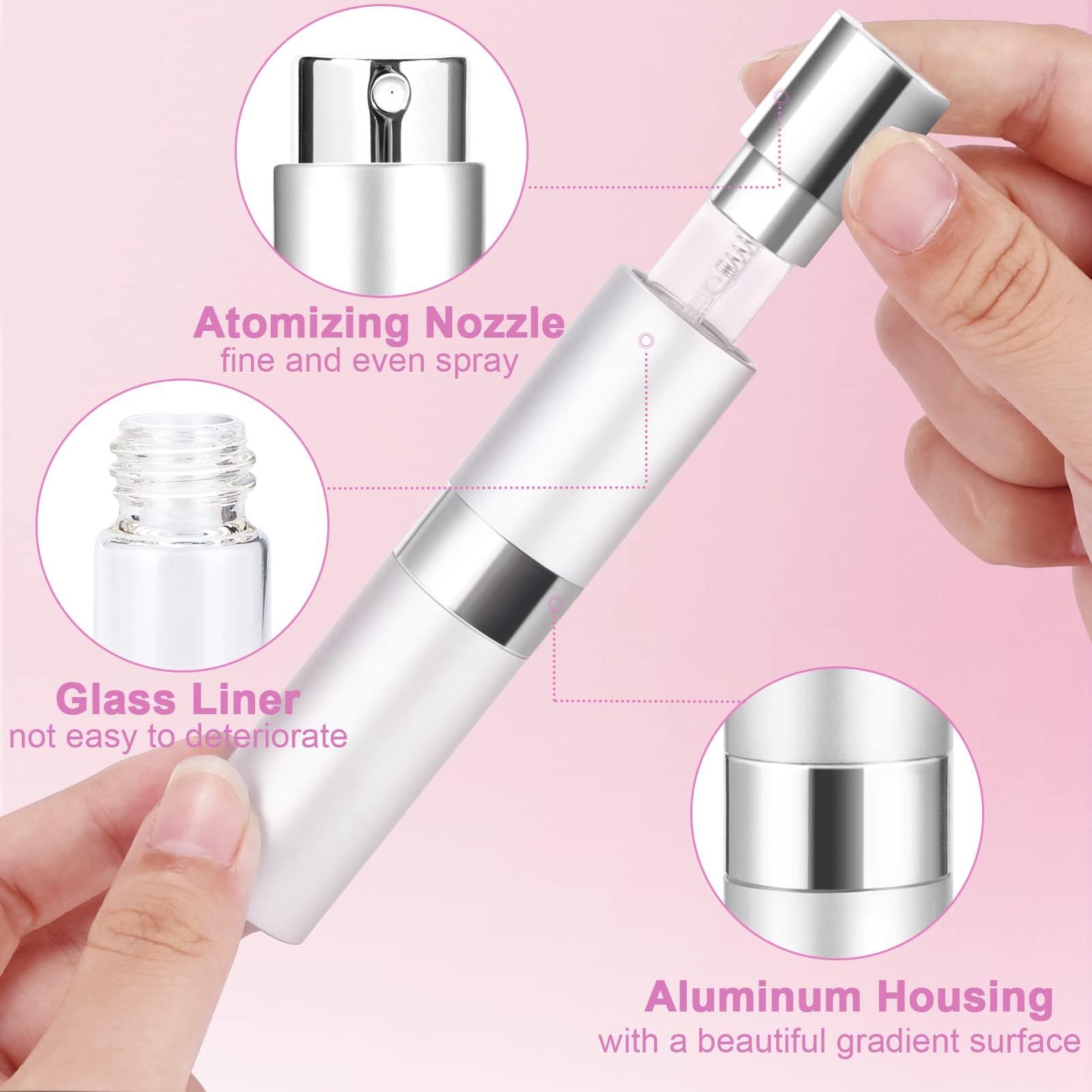 MELLIEX Parfümzerstäuber – 2 Stück, 8 Ml, Aluminium, Nachfüllbar, Reisegröße, Schwarz & Silber