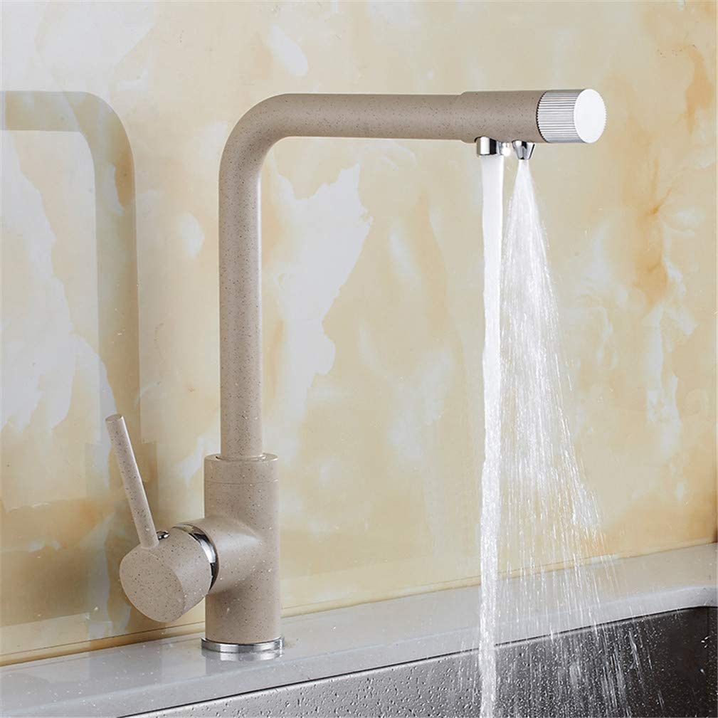 Aycdl Beige Kitchen Faucet Filter 360 Degree Rotation Brass Drinking Filtered Water Kitchen Faucet Faucet Kitchen Sink Mixer Tap 3 Way Filtered Crane For Kitchen,-A