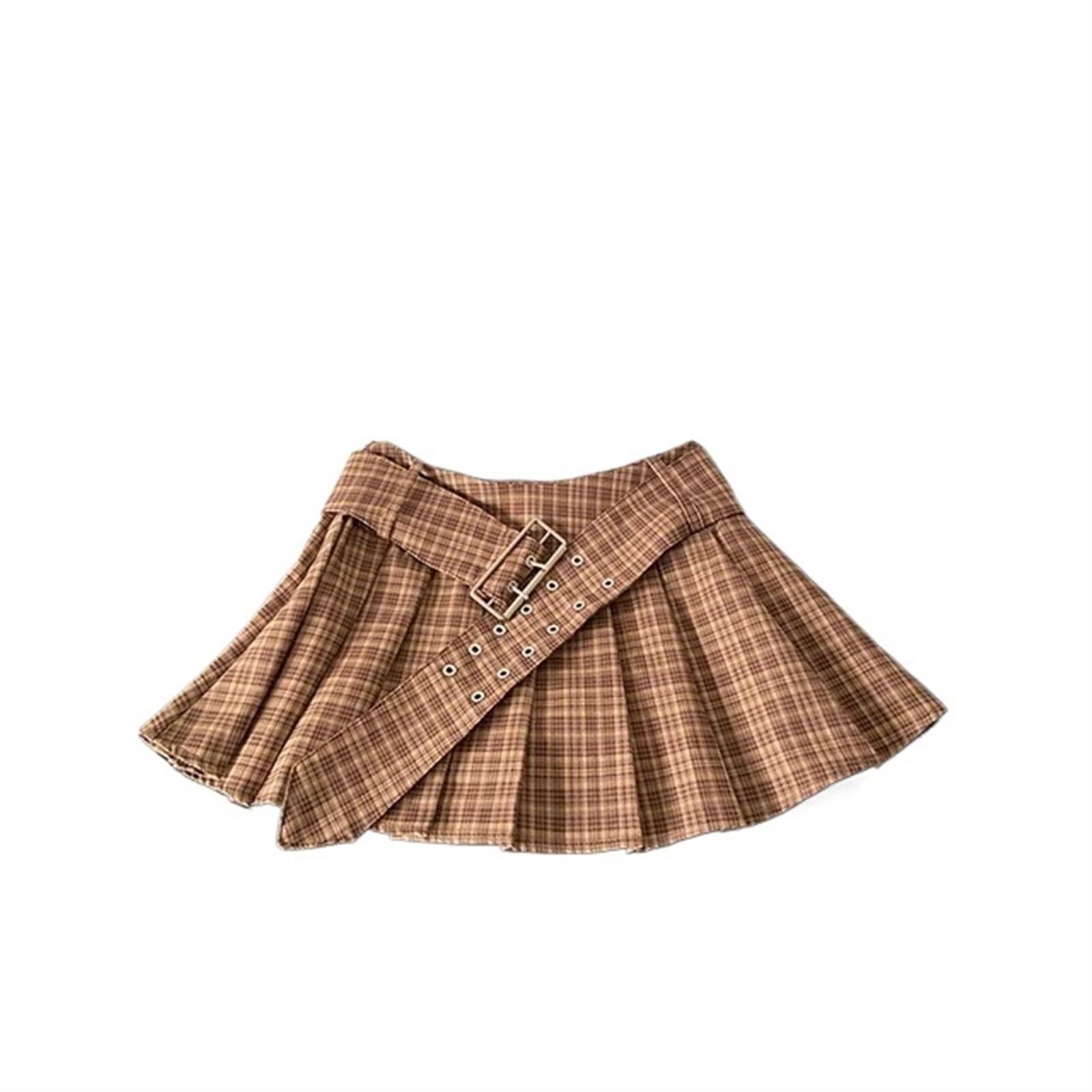 Falda plisada para mujer, a cuadros, acampanada, vintage, estilo preppy, ropa estética de los años 90, ropa de verano