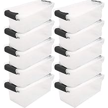 HOMZ 10-Pack Secure Latch, Clear Plastic Storage Organizer Bins, 7.5 Quart, Gray Latches - Stackable Container Boxes for Bedroom, Bathroom, Garage, and Office Organization