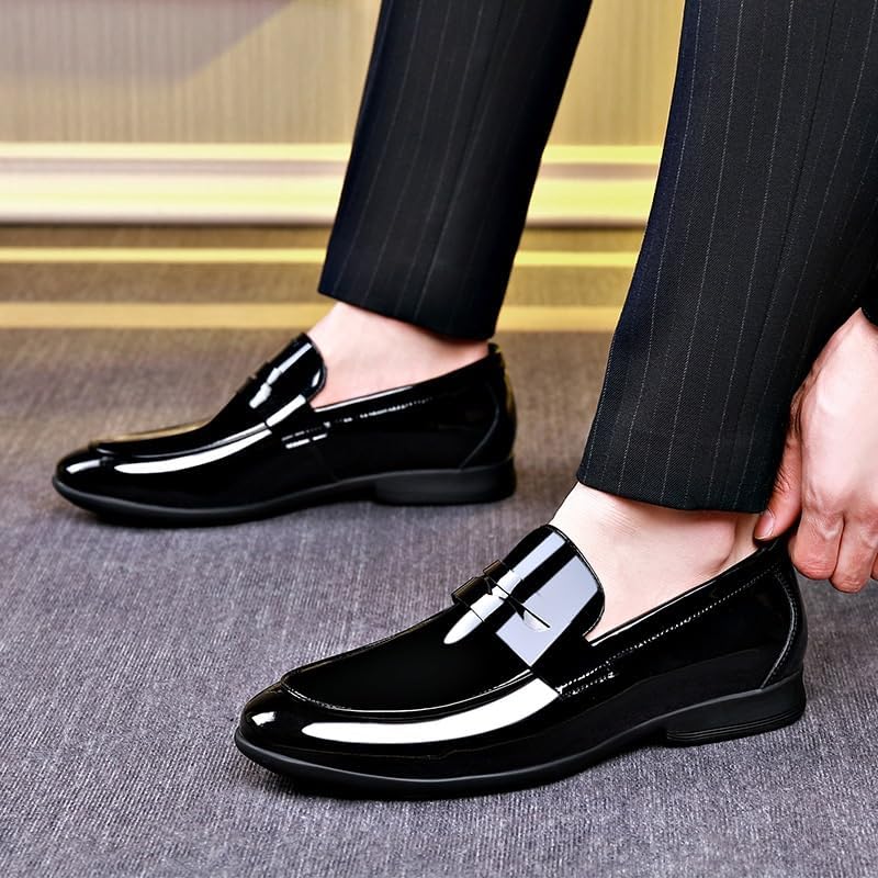 Men's Formal Slip-On Oxford Dress Shoes, Faux Patent Leather Business Wedding Suit Tuxedo Classic Comfortable Office Shoes for Men4