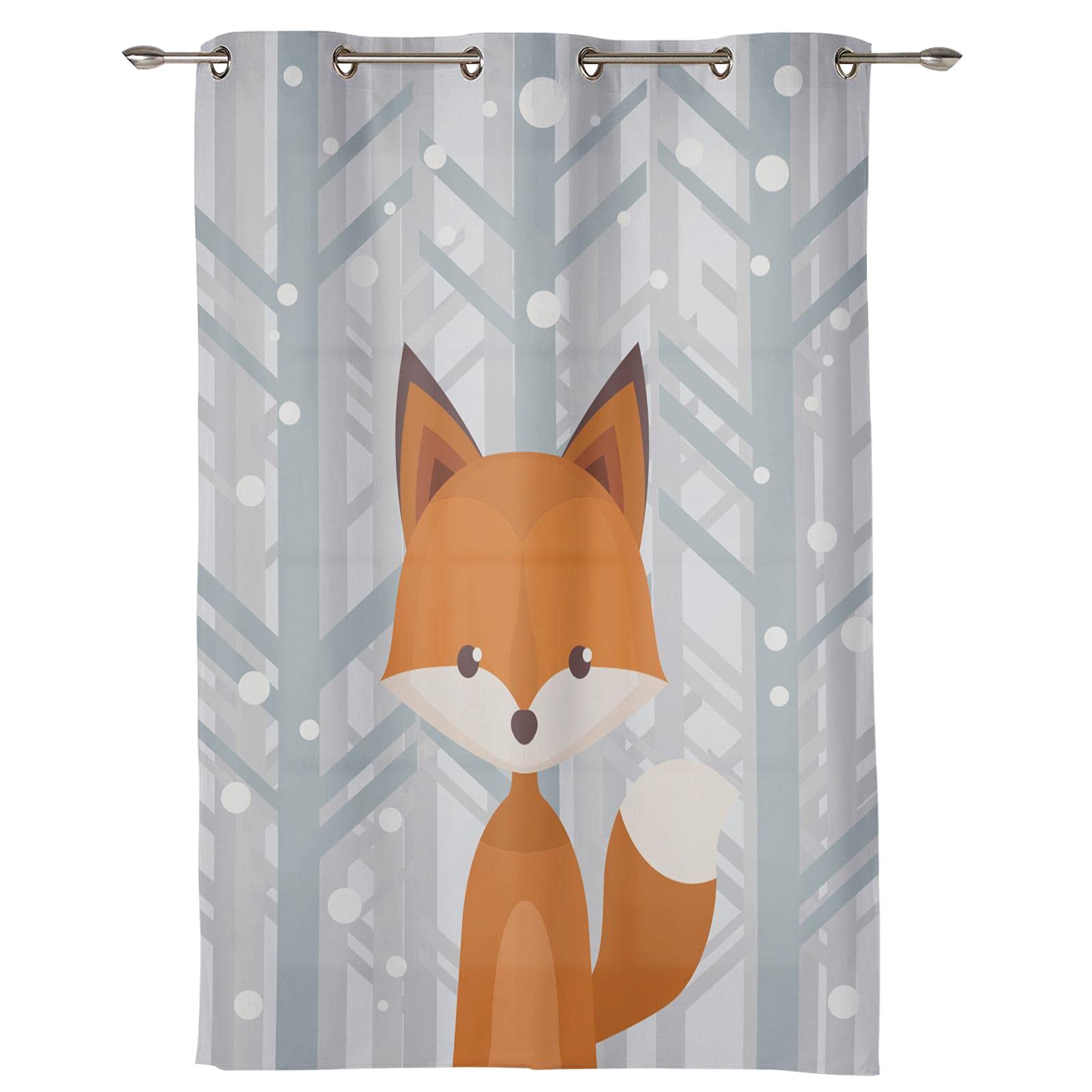 Rideaux Occultants Mignon Dessin Animé Animal Renard 280X180Cm Isolation Thermique Rideaux Opaque Oeillets Cuisine Chambre Fille Enfant Bébé Rideaux De Fenêtre À Obscurcissement Rideau