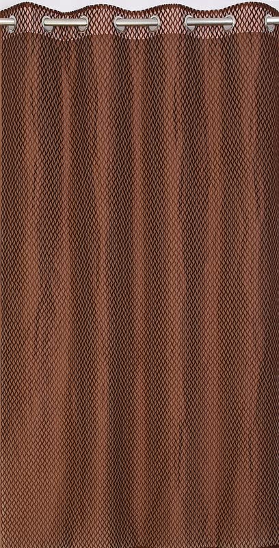 Image of Exporthub Set of 2 Piece Fancy Sparkling Zig Zag Design Brown Color Heavy Quality Sheer Strip Semi-Transparent Net Curtains - Long Door - 9 feet Long Living Room and Bedroom (EHSPR268 94)