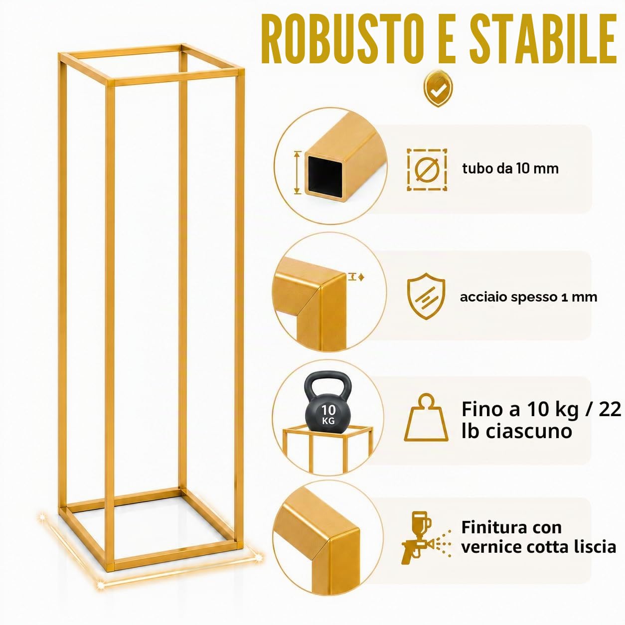 4 supporti per fiori in metallo, a colonna geometrici, centrotavola, rettangolare, per matrimoni, decorazioni per feste