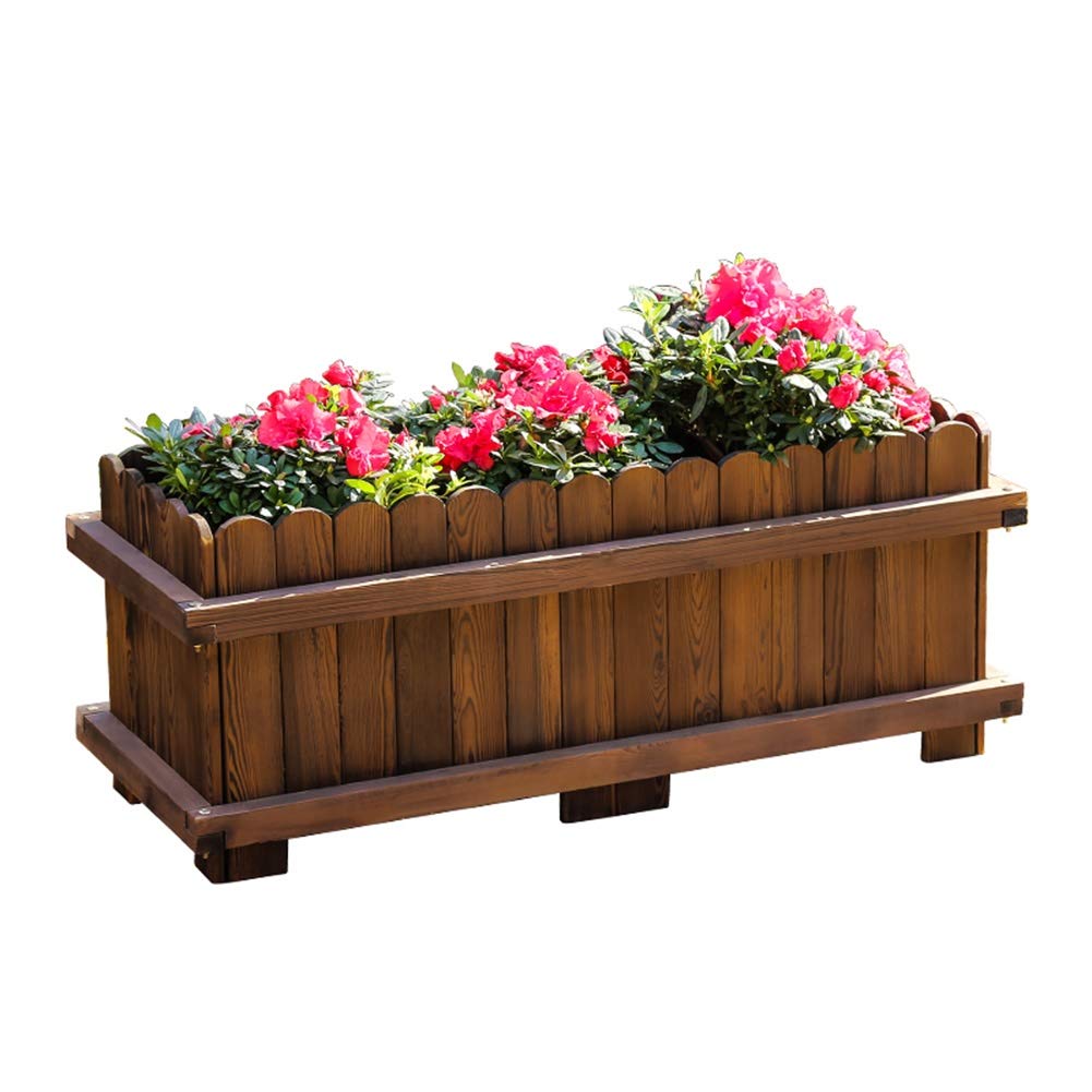 Amazon Co Jp Fqjynly 植栽ボックスプランター屋外バルコニーフラワートラフ炭化した長方形アウトドア植栽コンテナ亜鉛メッキネジ変形しにくい 5サイズ Color A Size 80x40x40cm ホーム キッチン