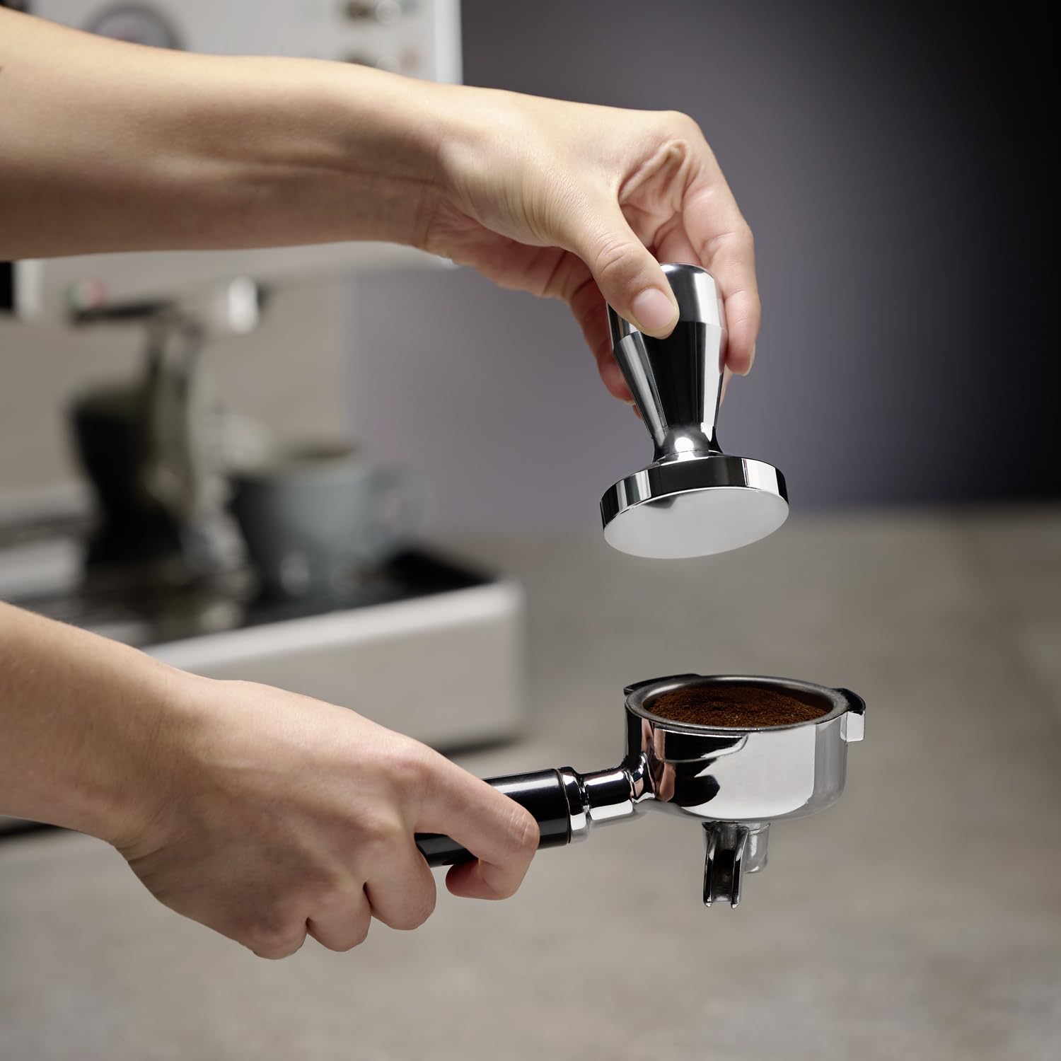 APS 10381 Tamper do espresso Ø 58 mm, wys.: 8,5 cm, stal nierdzewna, ok. 650 g, srebrny