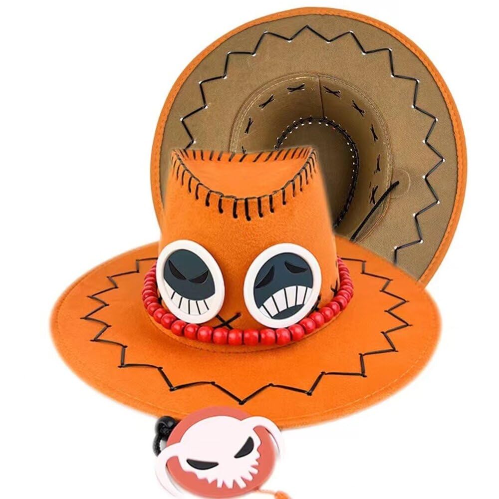 thematys Portgas D. Ace Sombrero pirata - Elegante sombrero de sol de anime de una pieza para cosplay y carnaval - Sombrero pirata de poliéster resistente - Unisex para fans de todas las edades