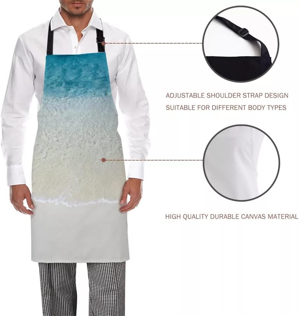Sunshine Beach Printed Kitchen Aprons Comfortable Cleaning Tool Female Housewife Cooking Baking Bib