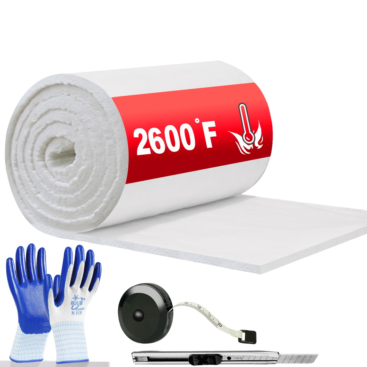 Couverture en fibre de céramique isolation ignifuge 91,4 x 61 x 2,5 cm pour isolation thermique